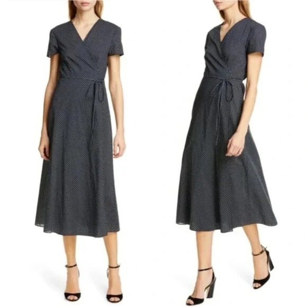 Jenni Kayne Navy & White Polka Dot 100% Cotton Wrap Maxi Dress - XS